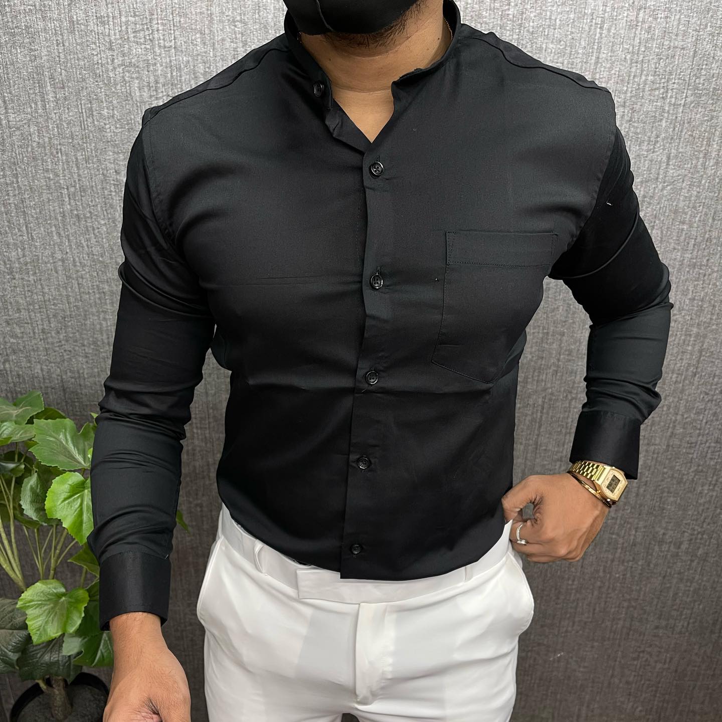 Black Shirt and White Pant Combo